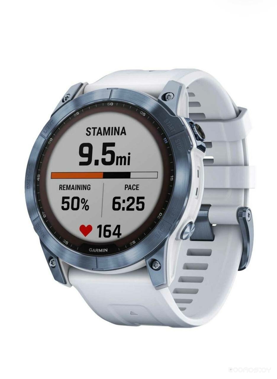 Умные часы Garmin Fenix 7X Sapphire Solar 51 мм (голубой минерал/белый камень) 