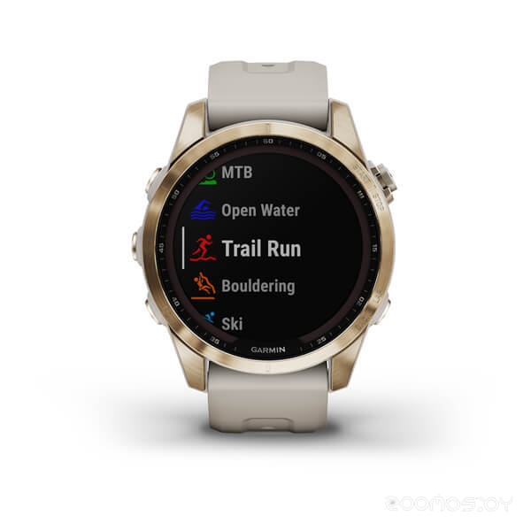 Умные часы Garmin Fenix 7S Sapphire Solar (кремово-золотой титан/песочный) 