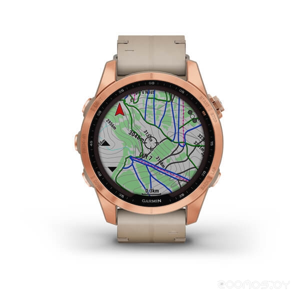 Умные часы Garmin Fenix 7S Solar (розовое золото/песочный) 