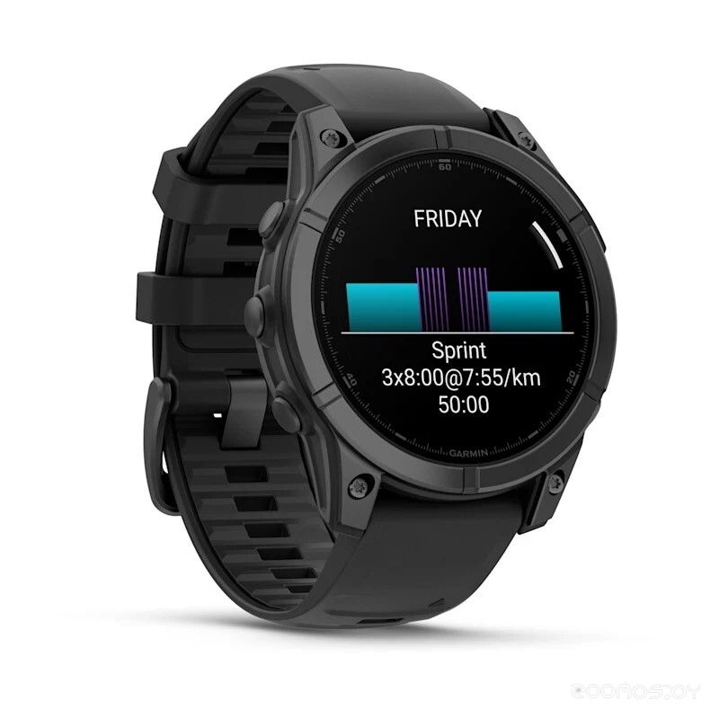Умные часы Garmin Fenix E 47мм (серая сталь, черный силиконовый ремешок) 