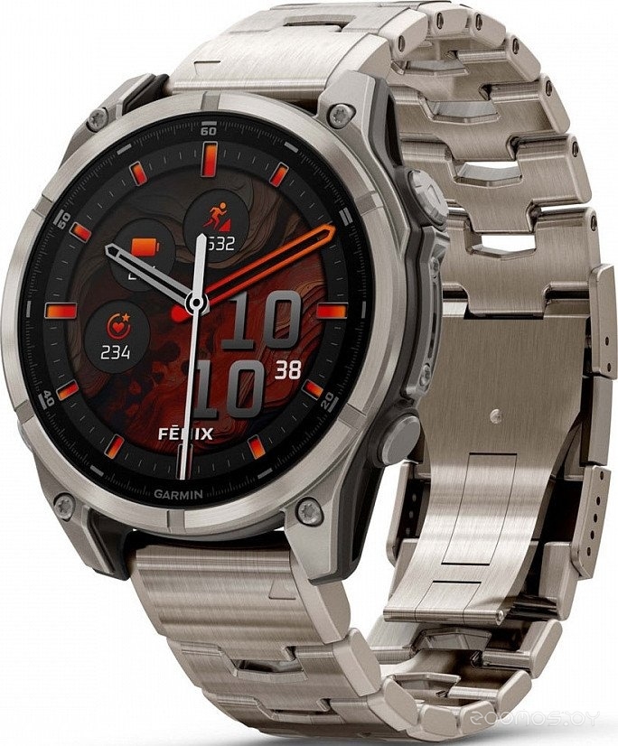 Умные часы Garmin Fenix 8 Sapphire, Titanium 47мм (светло-серый, титановый ремешок) 