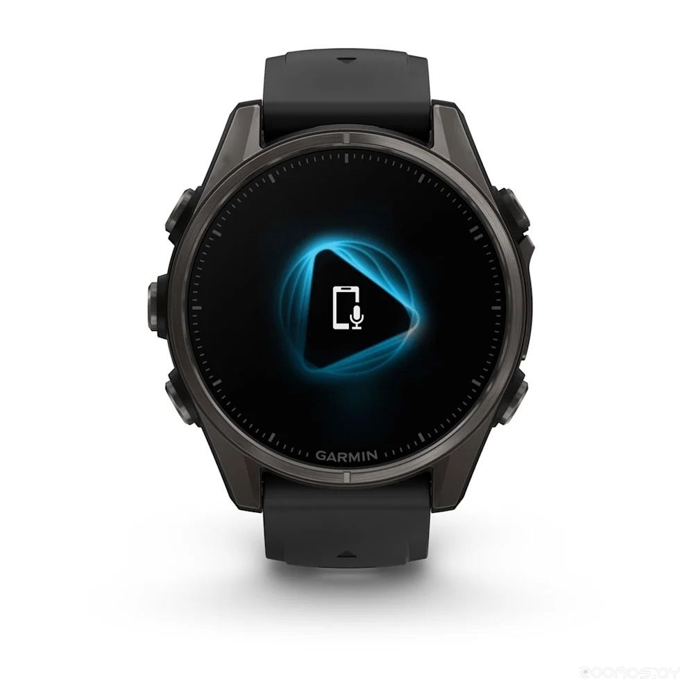 Умные часы Garmin Fenix 8 Sapphire 43мм (титановый угольно-черный DLC, пепельно-серый ремешок) 