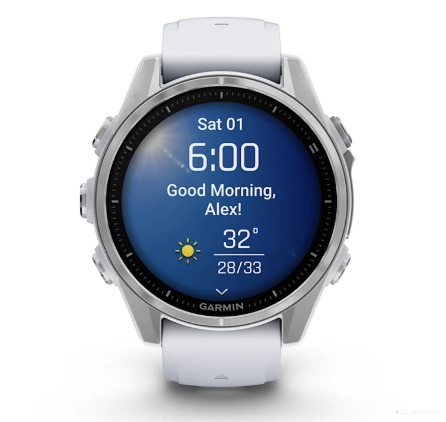 Умные часы Garmin Fenix 8 43мм (серебристый, белый ремешок) 