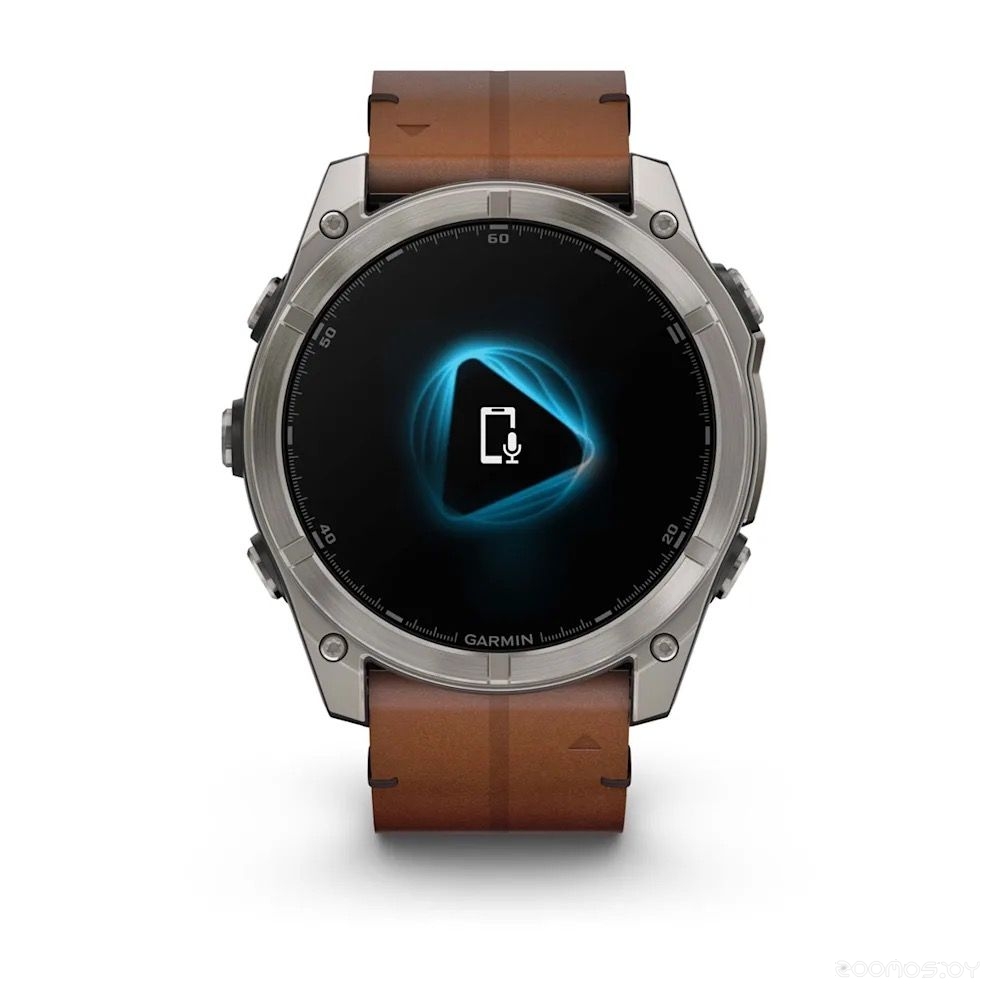 Умные часы Garmin Fenix 8 Sapphire 51мм (титановый, каштановый кожаный ремешок) 