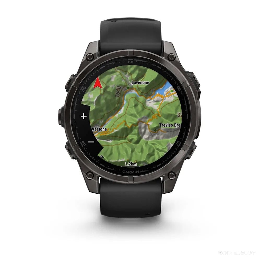 Умные часы Garmin Fenix 8 Sapphire, Titanium 47мм (угольно-черный DLC, пепельно-черный силиконовый ремешок) 