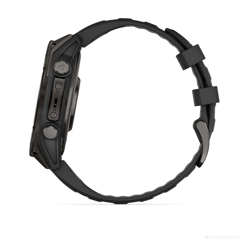 Умные часы Garmin Fenix 8 Sapphire, Titanium 47мм (угольно-черный DLC, пепельно-черный силиконовый ремешок) 