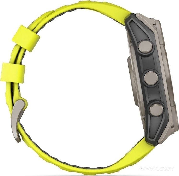 Умные часы Garmin Fenix 8 Solar, Sapphire 51мм (титановый, желтый силиконовый ремешок) 