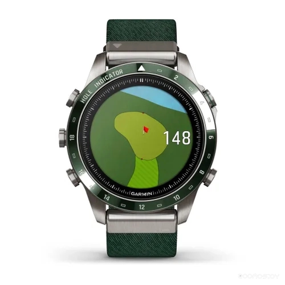 Умные часы Garmin MARQ Golfer Gen 2 (титановый/темно-зеленый, с темно-зеленым нейлоновым ремешком) 