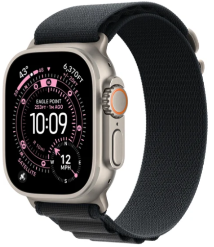 Умные часы Apple Watch Ultra 3 LTE 49 мм (титановый корпус природный/черный текстильный ремешок) 